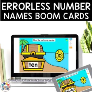 Errorless Learning Matching Number Names Boom Cards