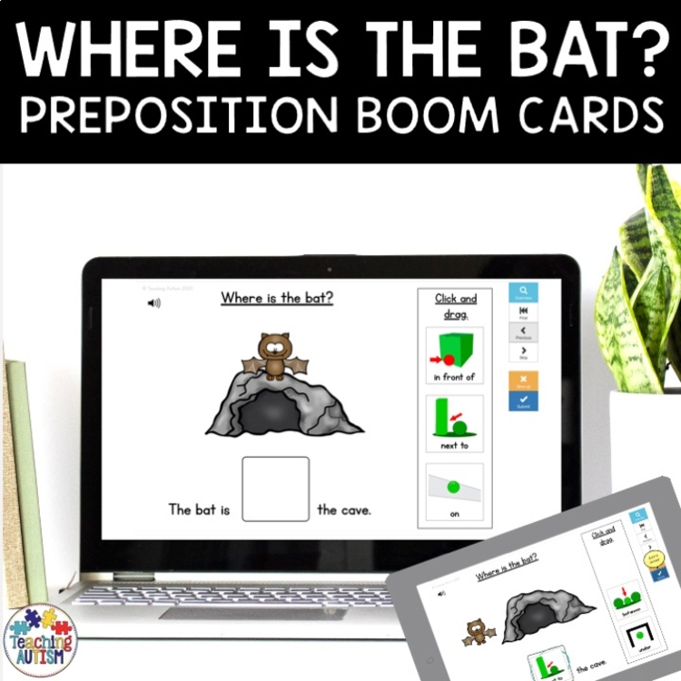 Bat Prepositions Speech Therapy Halloween Boom Cards