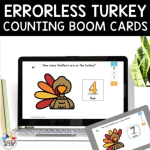 Counting Turkey Feathers | Errorless Learning Thanksgiving Boom Cards
