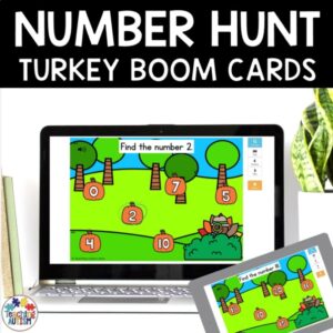 Number Recognition Turkey Detective Game | Thanksgiving Boom Cards