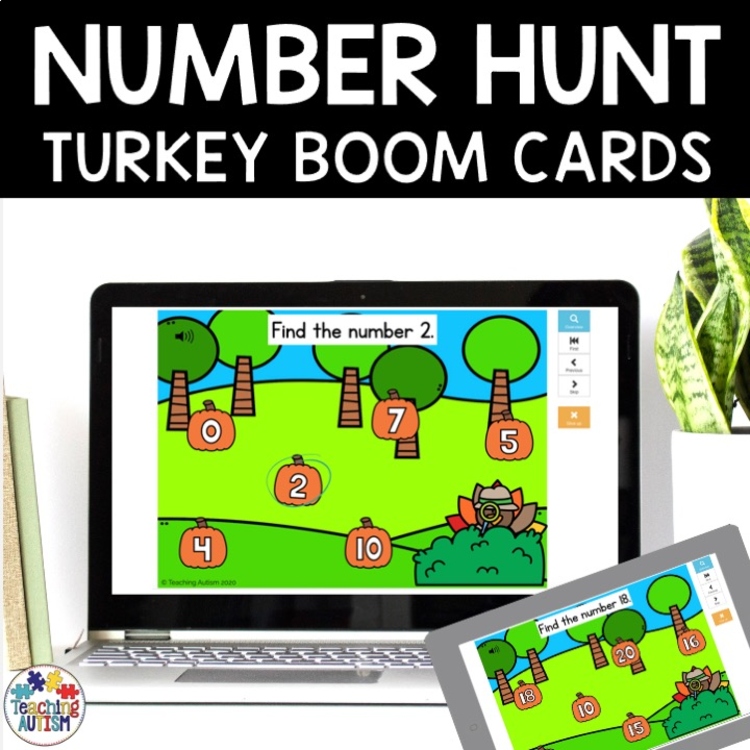 Number Recognition Turkey Detective Game | Thanksgiving Boom Cards