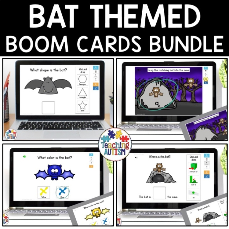 Bat Activities Boom Cards Bundle | Halloween Distance Learning