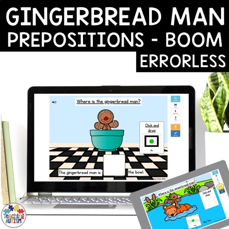 Gingerbread Man Prepositions | Errorless Learning Boom Cards