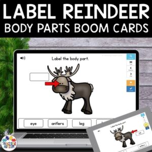 Label the Reindeer | Reindeer Activities Christmas Boom Cards