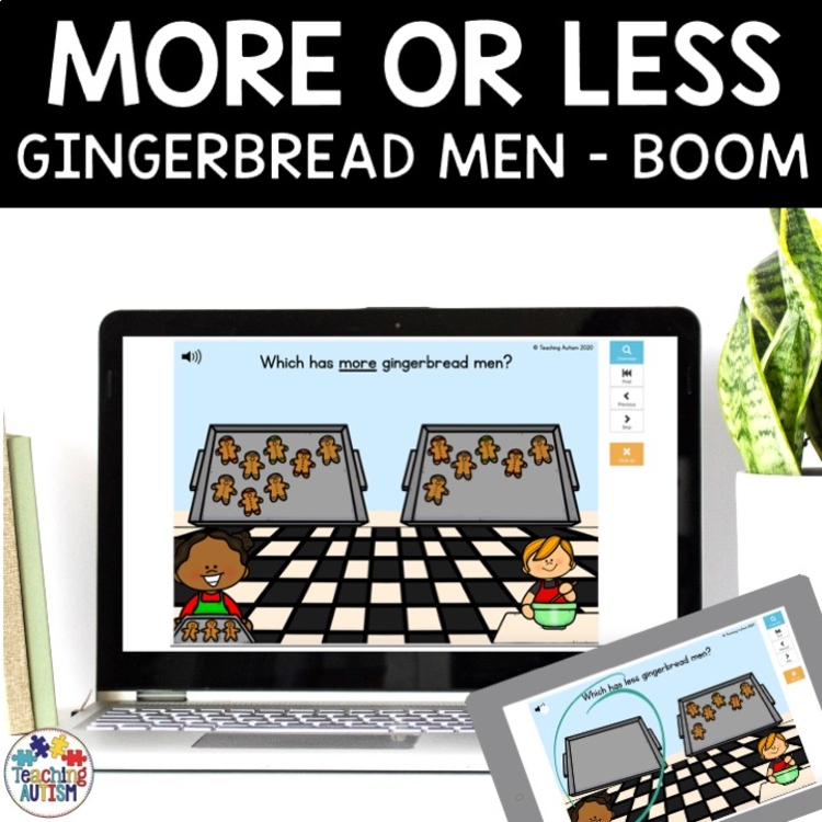 More or Less Boom Cards | Gingerbread Man Activities
