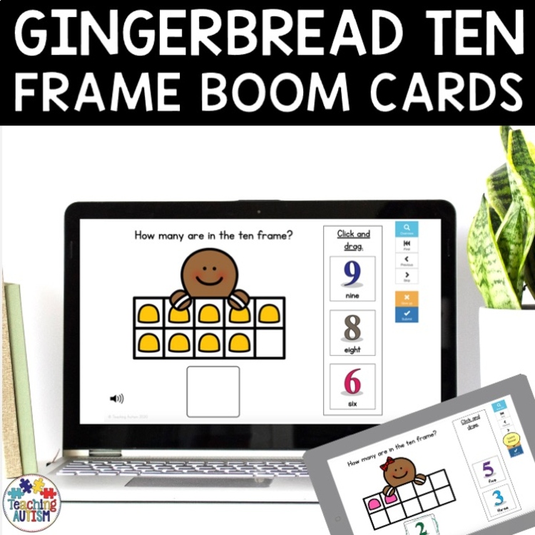 Gingerbread Man Ten Frame Counting | Christmas Boom Cards