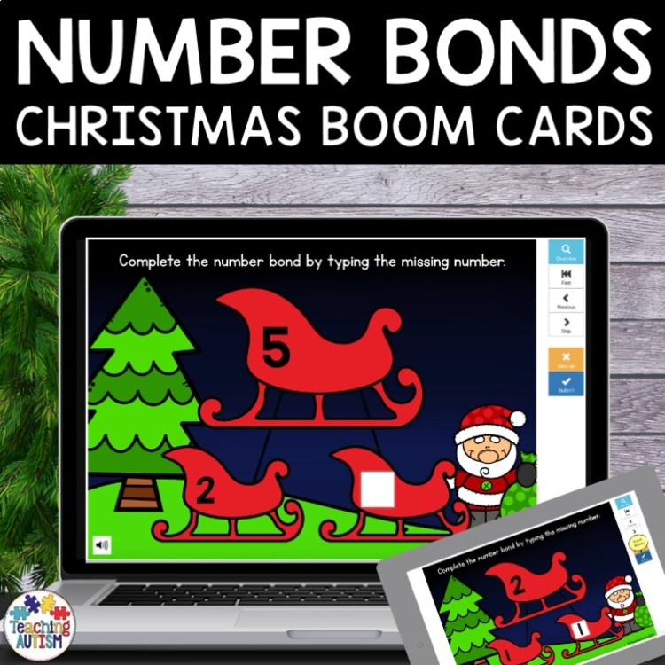 Christmas Number Bonds to 10 | Christmas Boom Cards