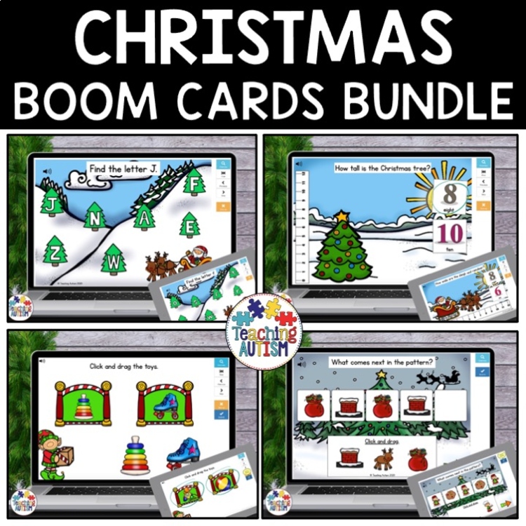 Christmas Boom Cards Bundle | Digital Math & Literacy Activities for Distance Le