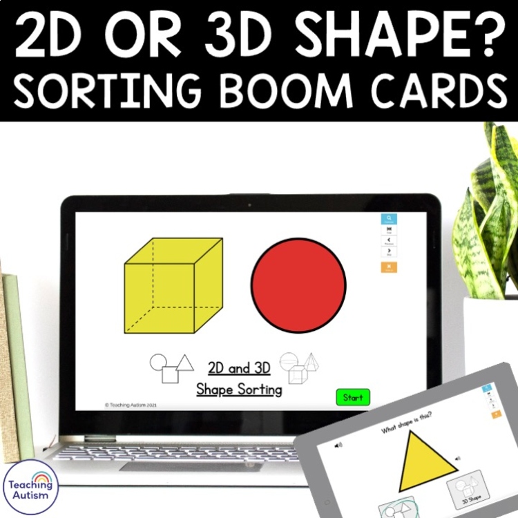 2D and 3D Shapes Boom Cards | Geometry Shape Identification for Special Ed
