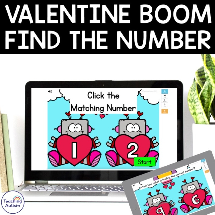 Valentine's Day Find the Number | Math Boom Cards