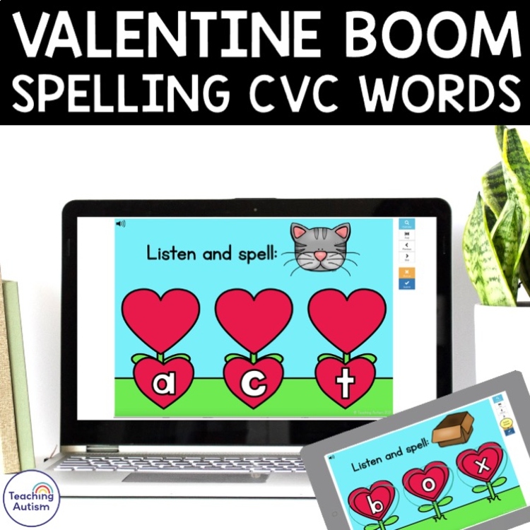 Spelling CVC Words | Valentine's Day Boom Cards