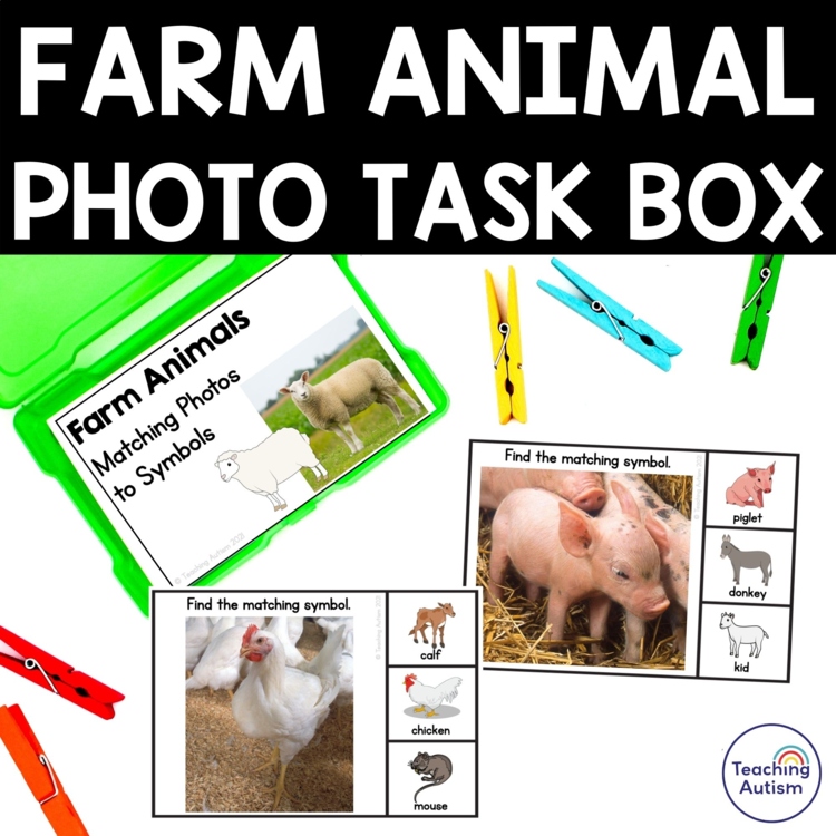 Farm Animals Photo Matching Task Box