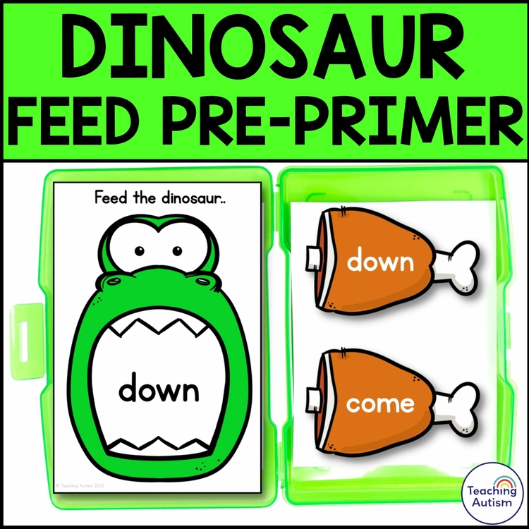Feed the Dinosaur Pre Primer Words | Pre Primer Sight Words Matching Task Box