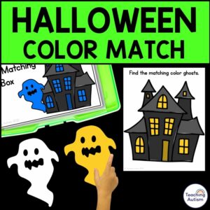 Halloween Color Matching Activity | Ghosts Color Matching Task Box