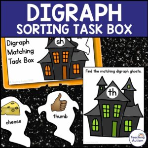 Halloween Digraph Sorting Activity | Digraph Matching Task Box