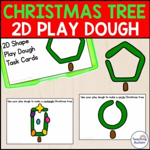 2D Shape Christmas Tree Play Dough | Christmas Play Dough Cards