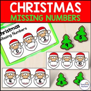 Christmas Missing Number Math Task Box for Special Education