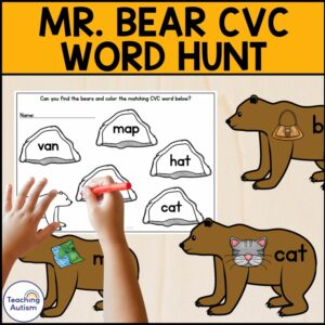 Bear CVC Word Hunt | Bear Hibernation Worksheet Activities