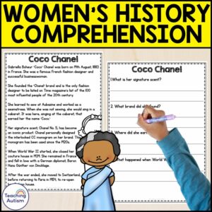 Women's History Month Reading Comprehension Worksheets | Famous Women