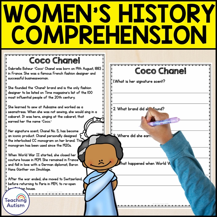 Women's History Month Reading Comprehension Worksheets | Famous Women