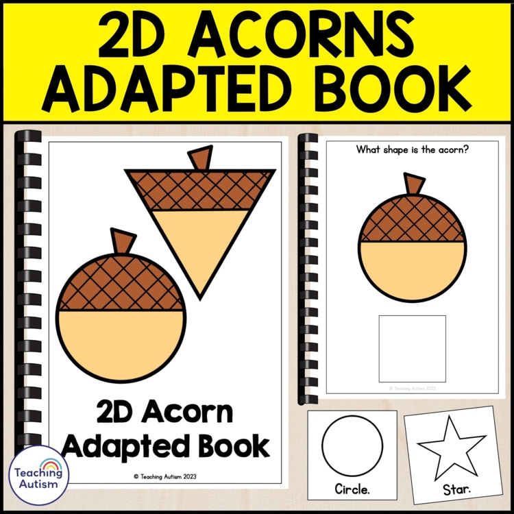 2D Shape Acorn Adapted Book for Special Education | Math Adapted Books