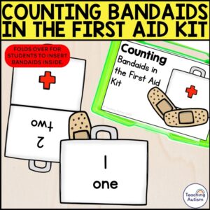 Counting Bandaids in the First Aid Kit Task Box | Community Helpers Task Box